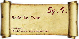 Szőke Ivor névjegykártya
